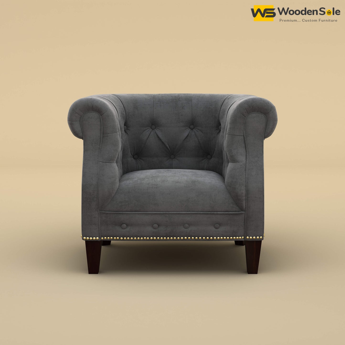Olivia Wing Chair (Velvet, Charcoal Gray)