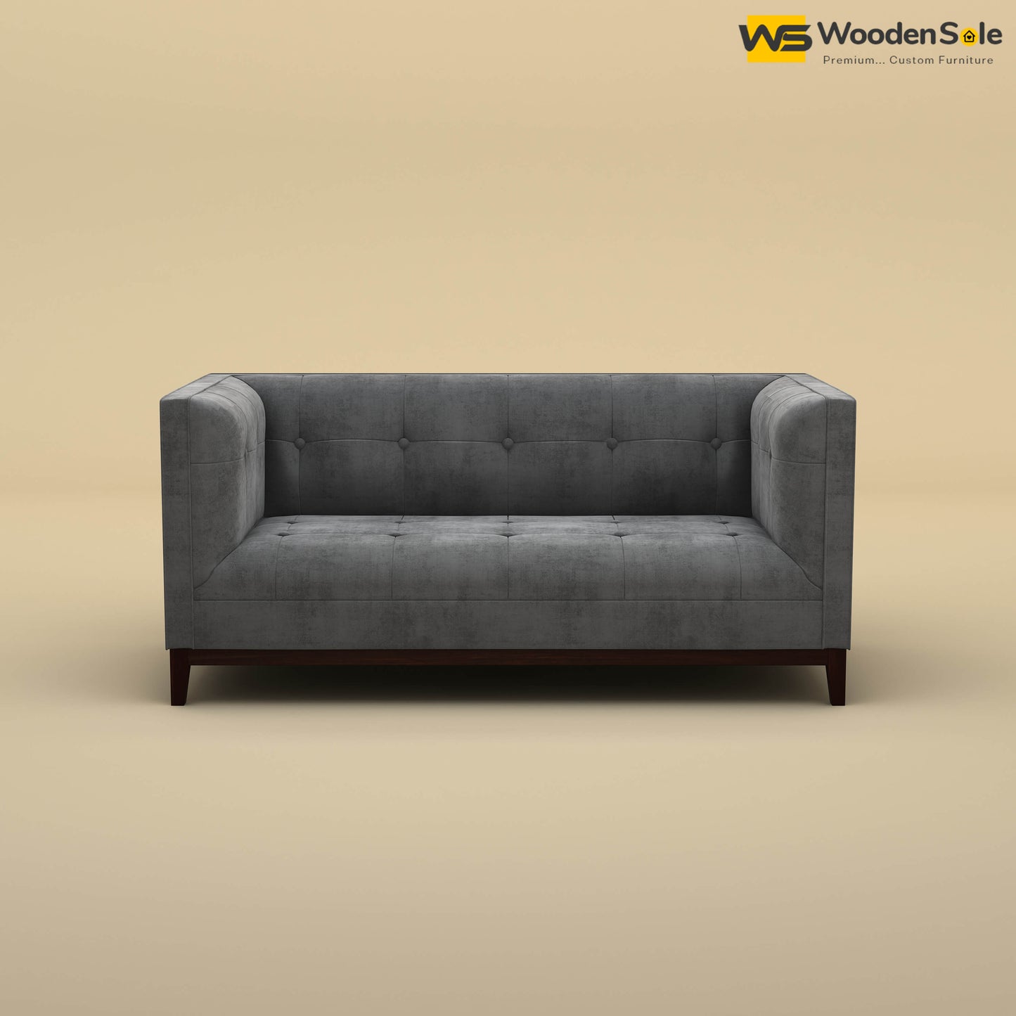 Loren Two Seater Fabric Sofa (Velvet, Charcoal Gray)