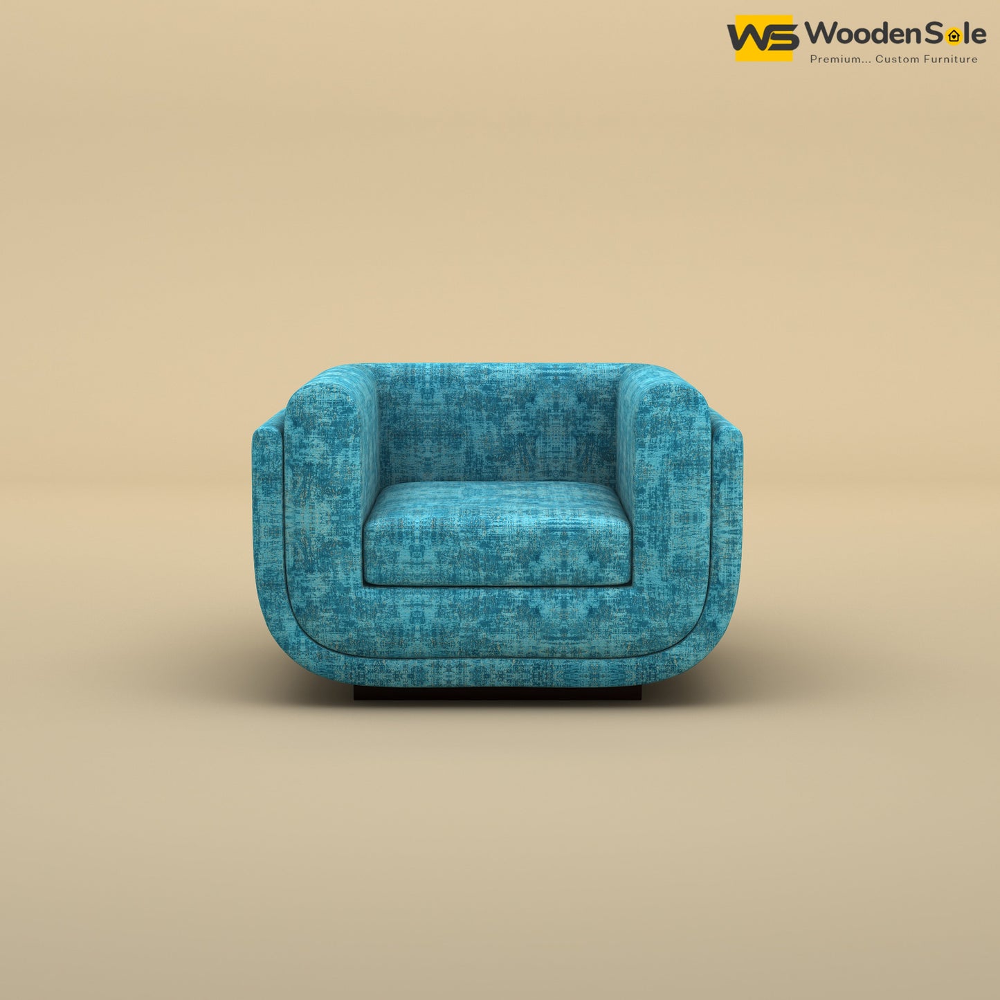 Vedant 1 Seater Fabric Sofa (Cotton, Teal Blue)