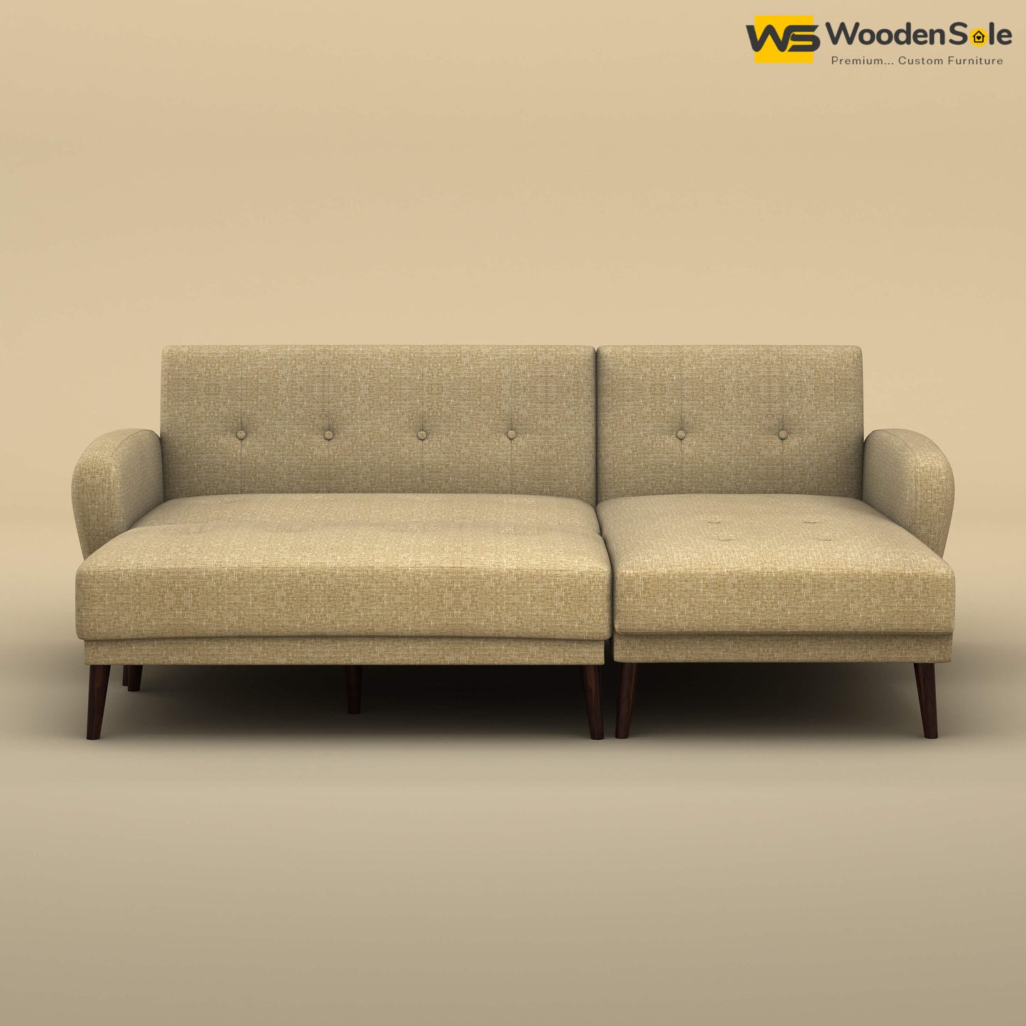 Daisy L Shape Sofa Cum Bed (Cotton, Faux Cream)