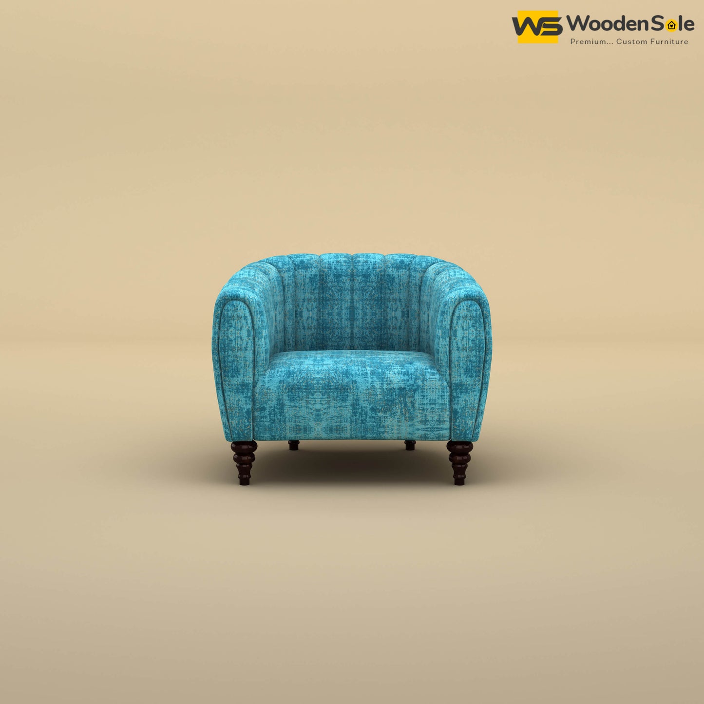 Amaya Single Seater Fabric Sofa (Cotton, Teal Blue)