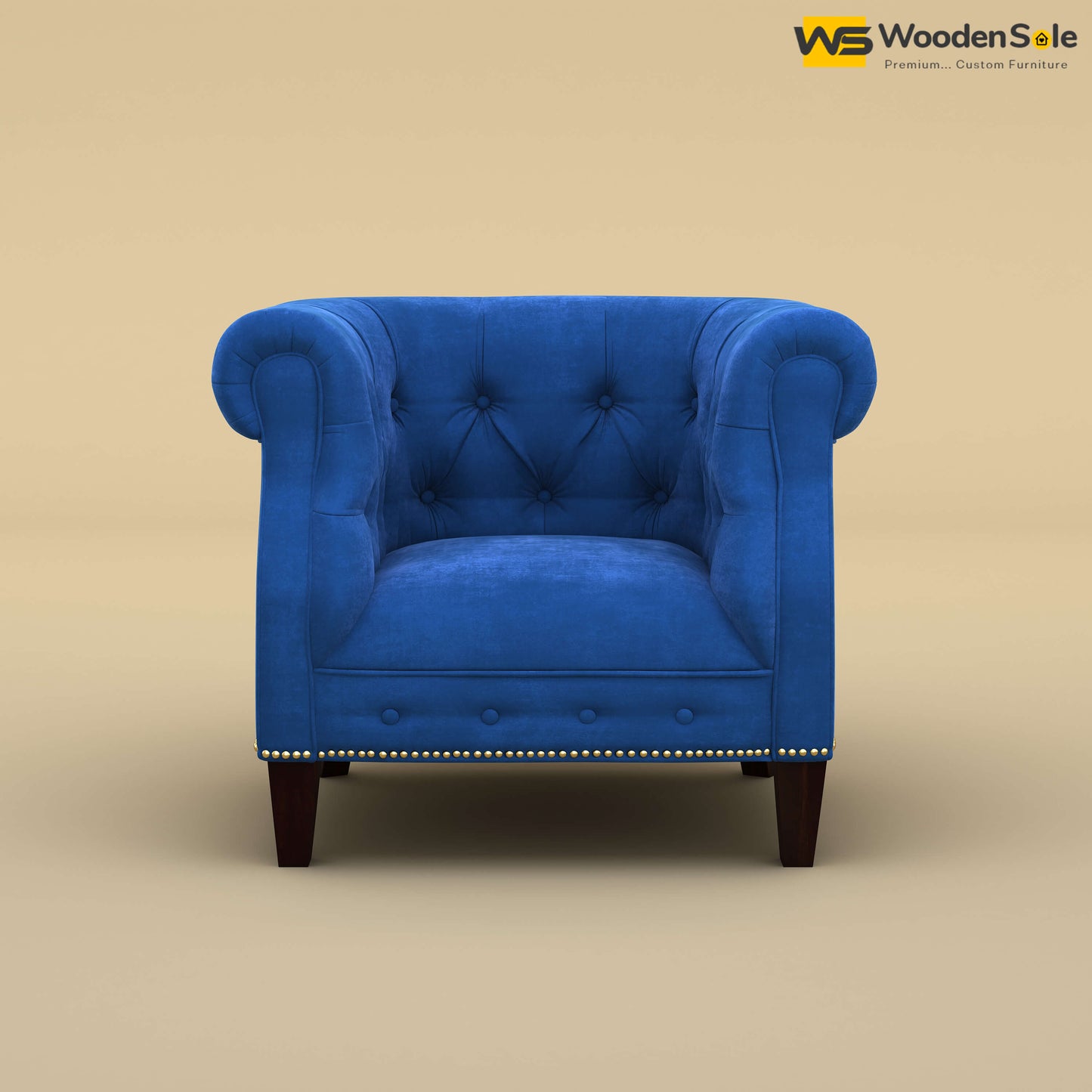 Olivia Wing Chair (Velvet, Royal Blue)