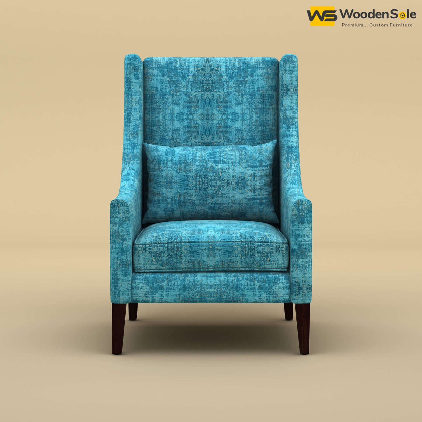 Bonito High Back Lounge Chair (Cotton, Teal Blue)