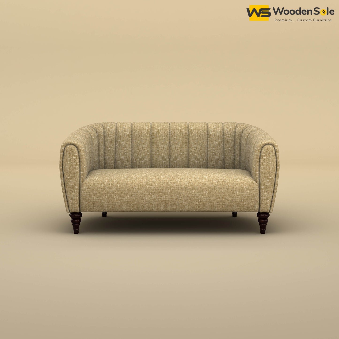 Amaya Two Seater Fabric Sofa (Cotton, Faux Cream)