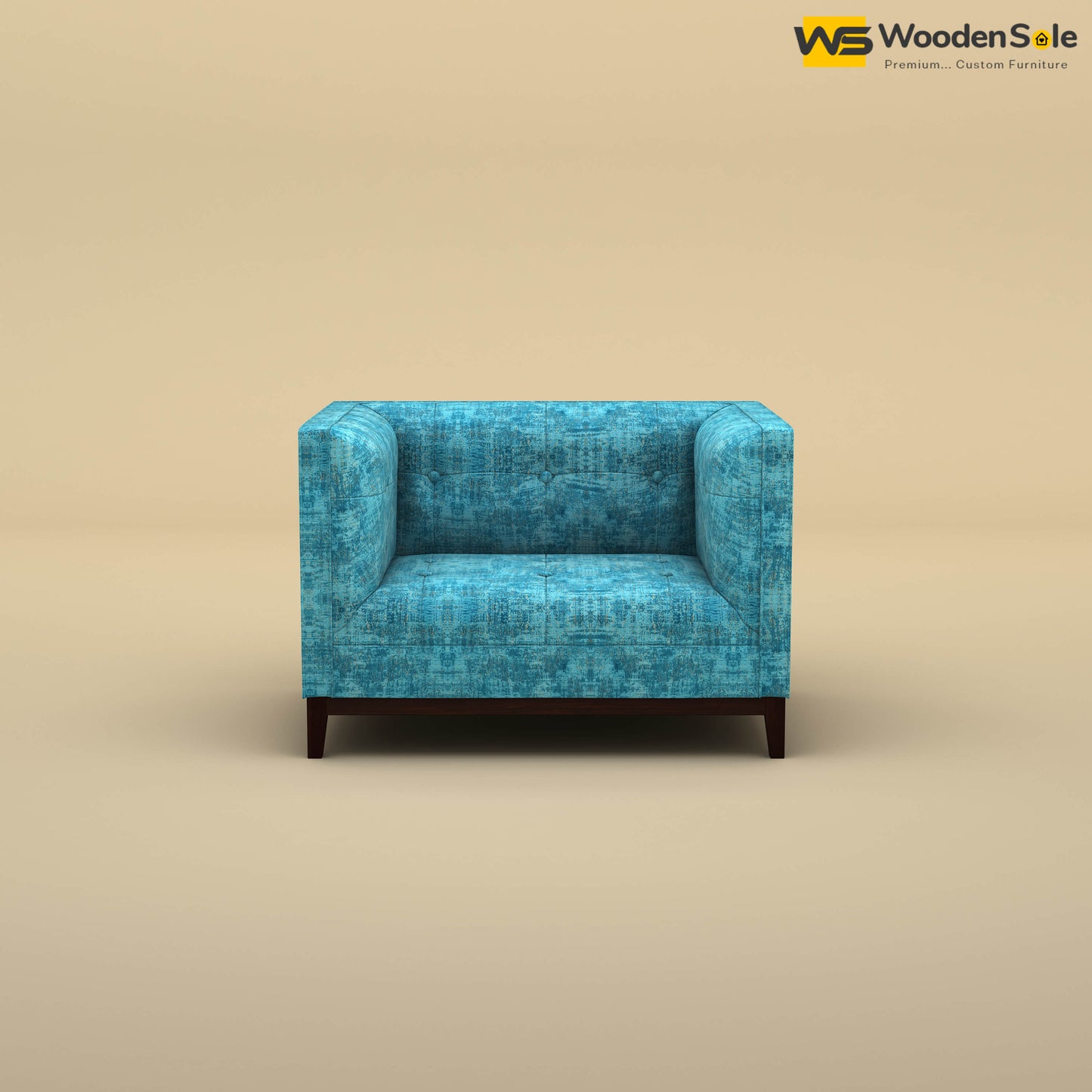 Loren One Seater Fabric Sofa (Cotton, Teal Blue)