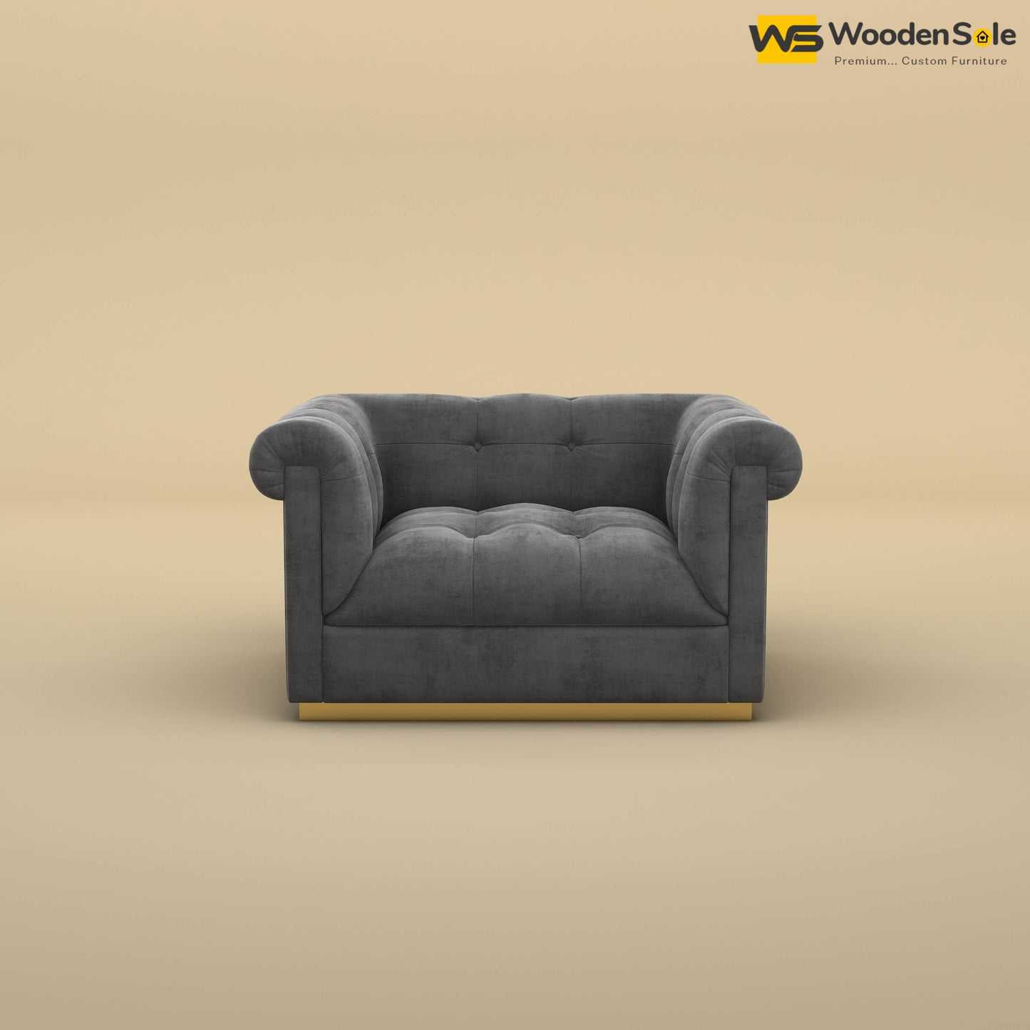 Morrison 1 Seater Fabric Sofa (Velvet, Charcoal Gray)