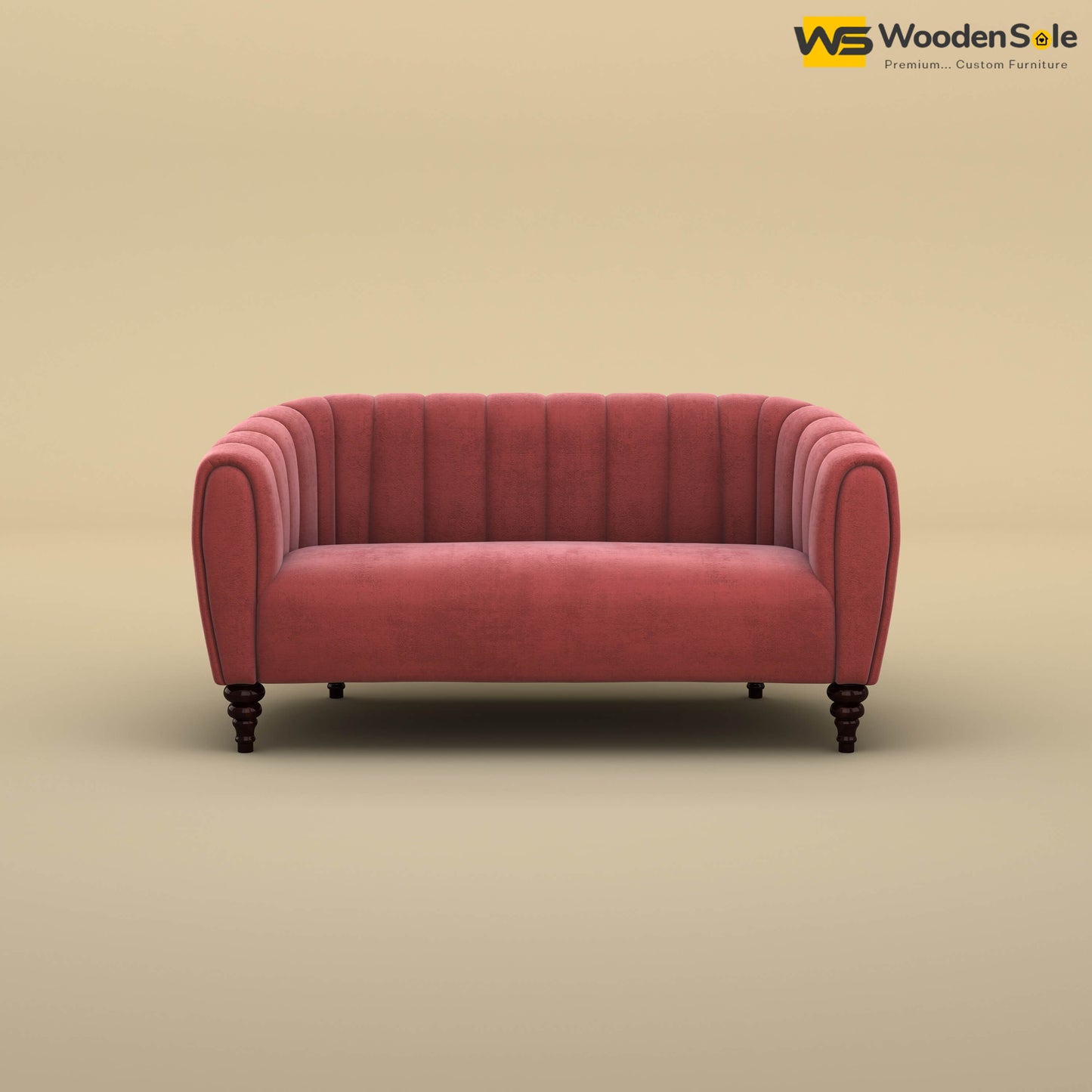 Amaya Two Seater Fabric Sofa (Velvet, Pink)