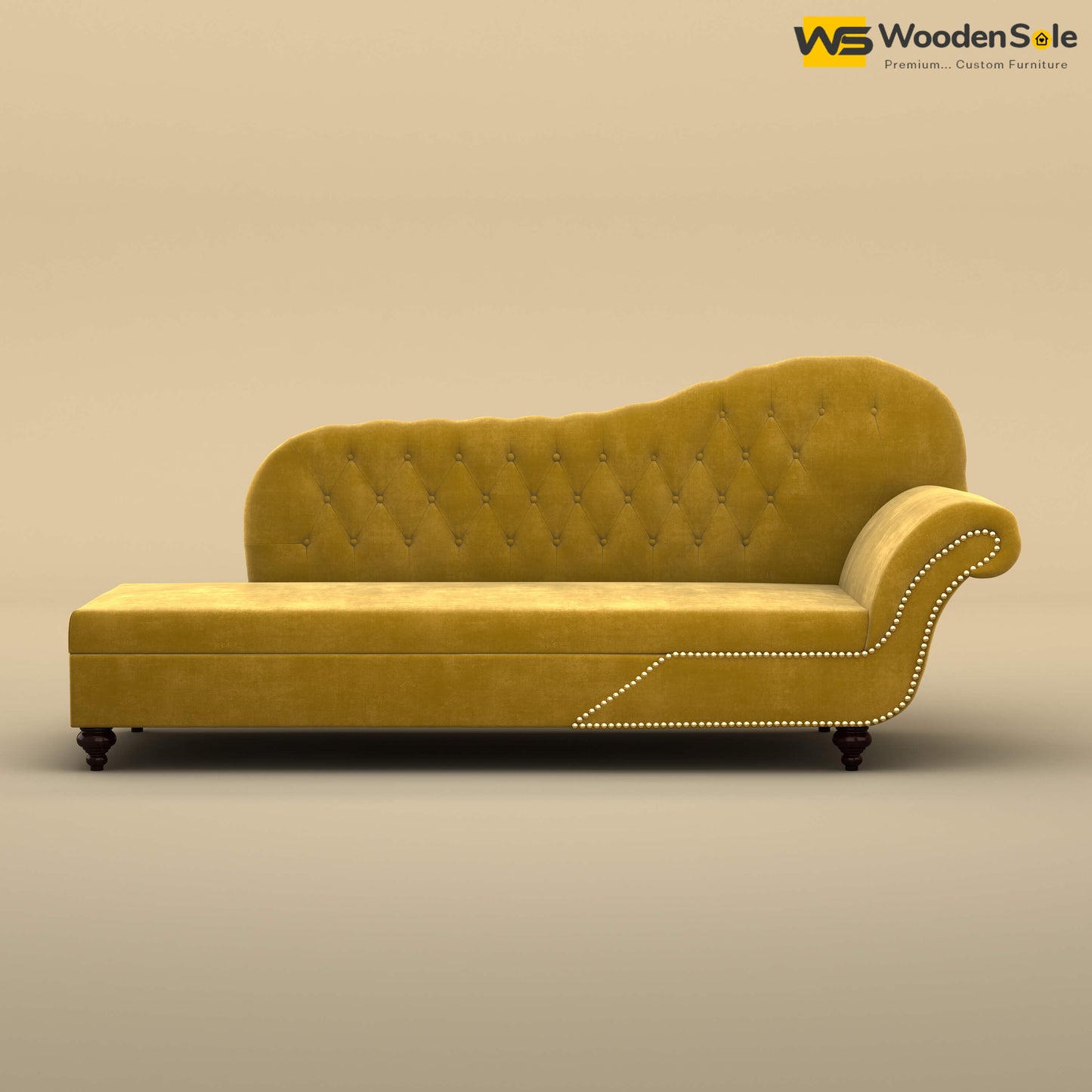 Royal Chaise Lounge (Velvet, Mustard Yellow)