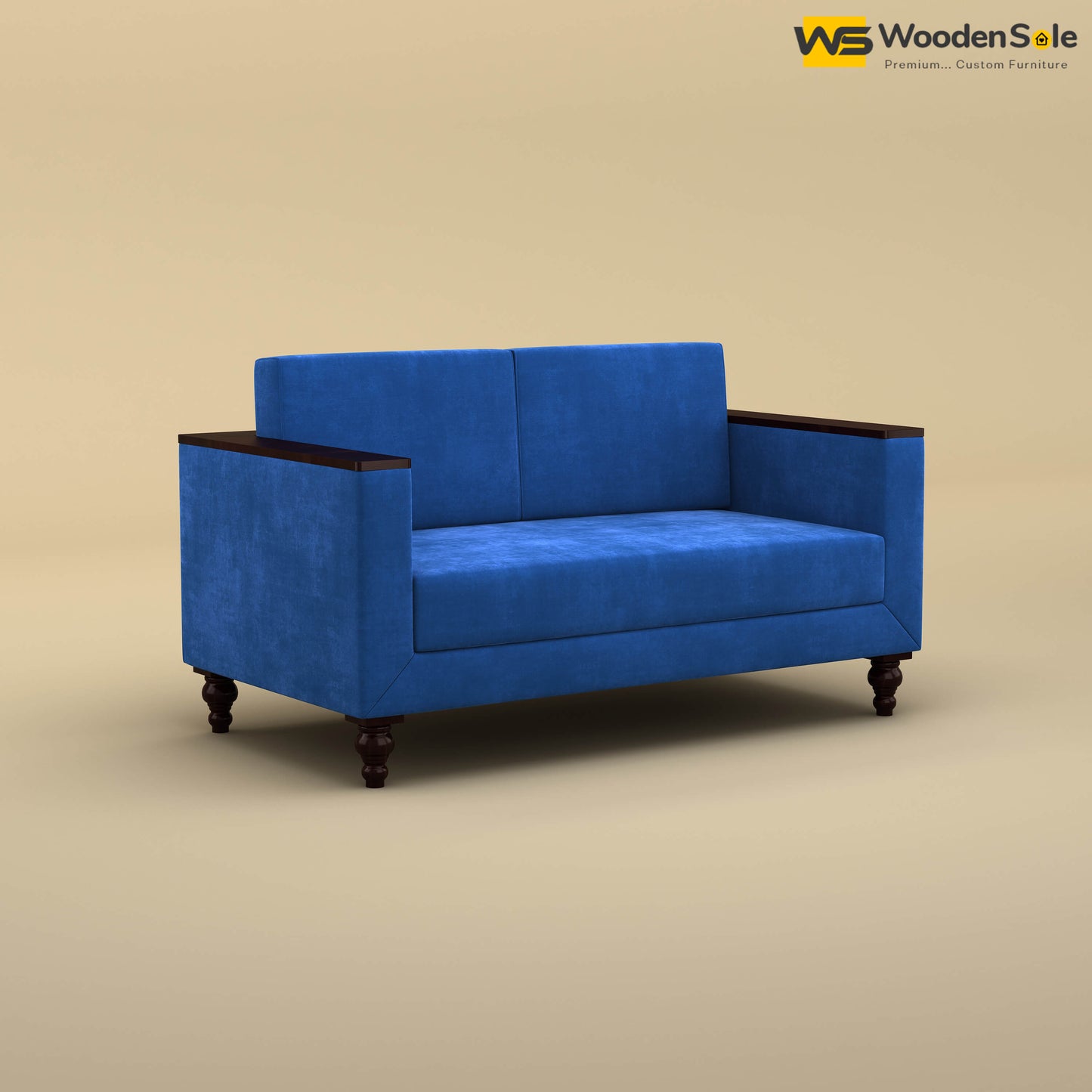 Tivoli 2 Seater Fabric Sofa (Velvet, Royal Blue)