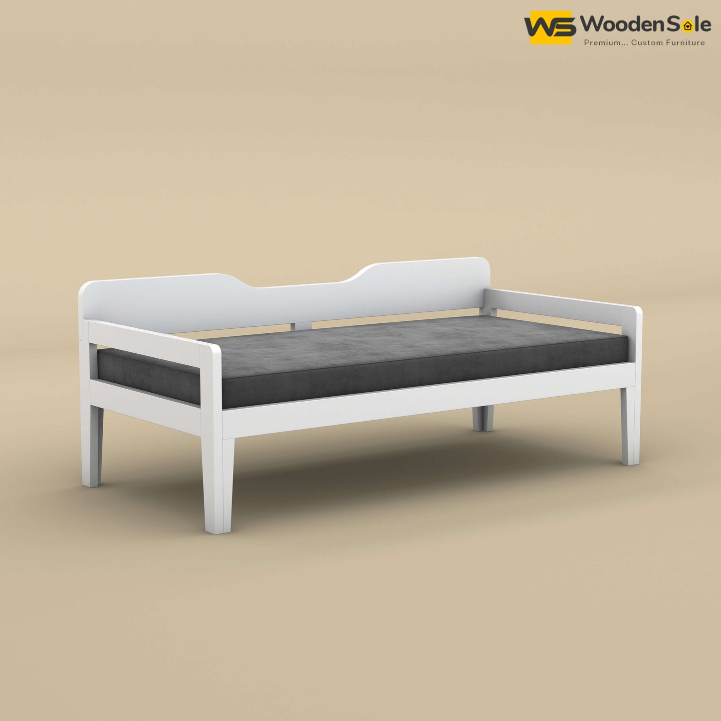 Crown Diwan (White Finish, Charcoal Gray)