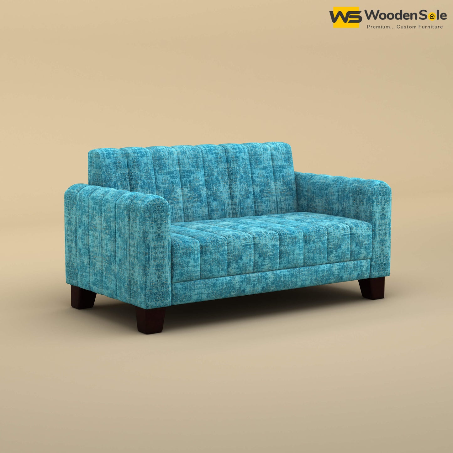 Furo 2 Seater Fabric Sofa (Cotton, Teal Blue)