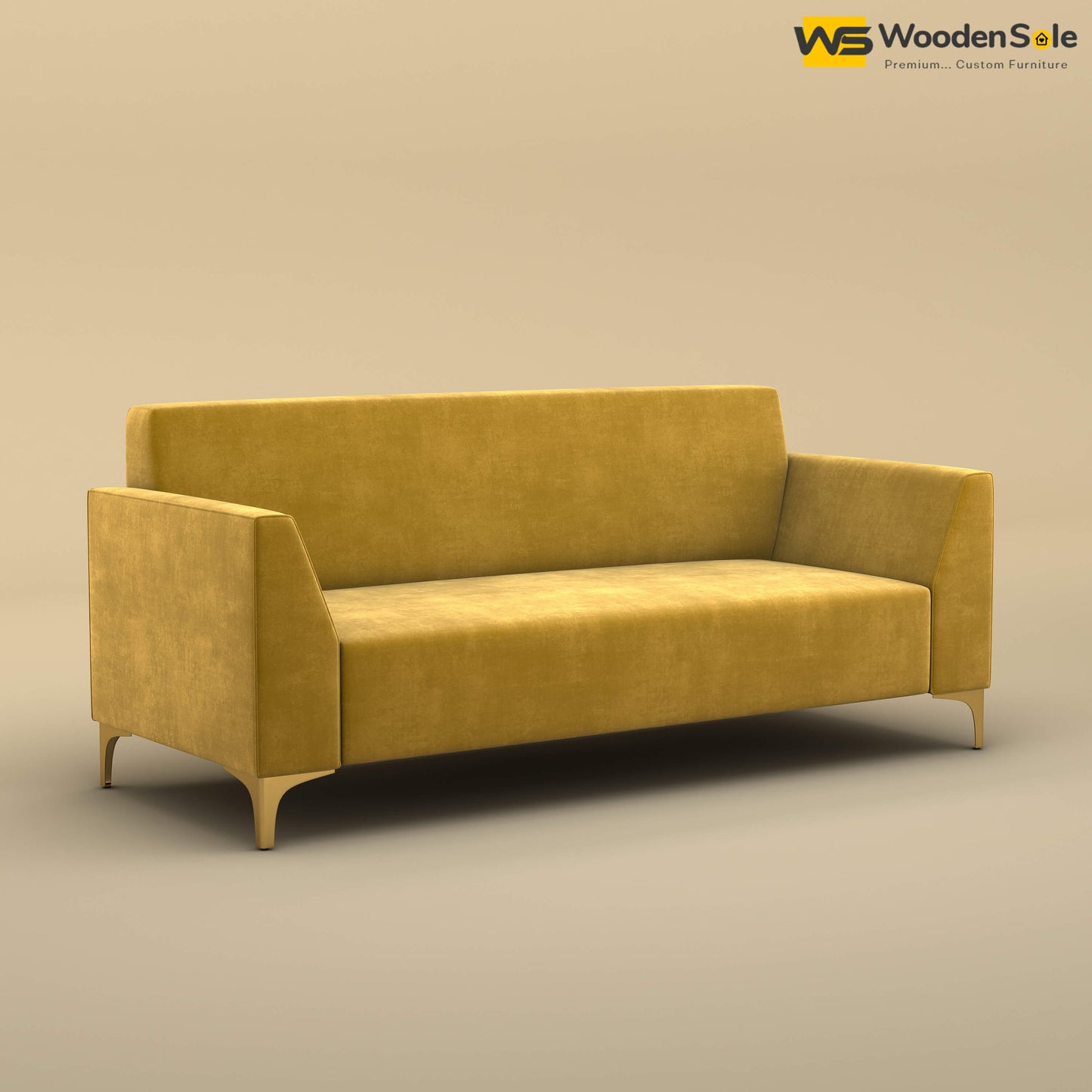 Nayobi 3 Seater Sofa (Velvet, Mustard Yellow)