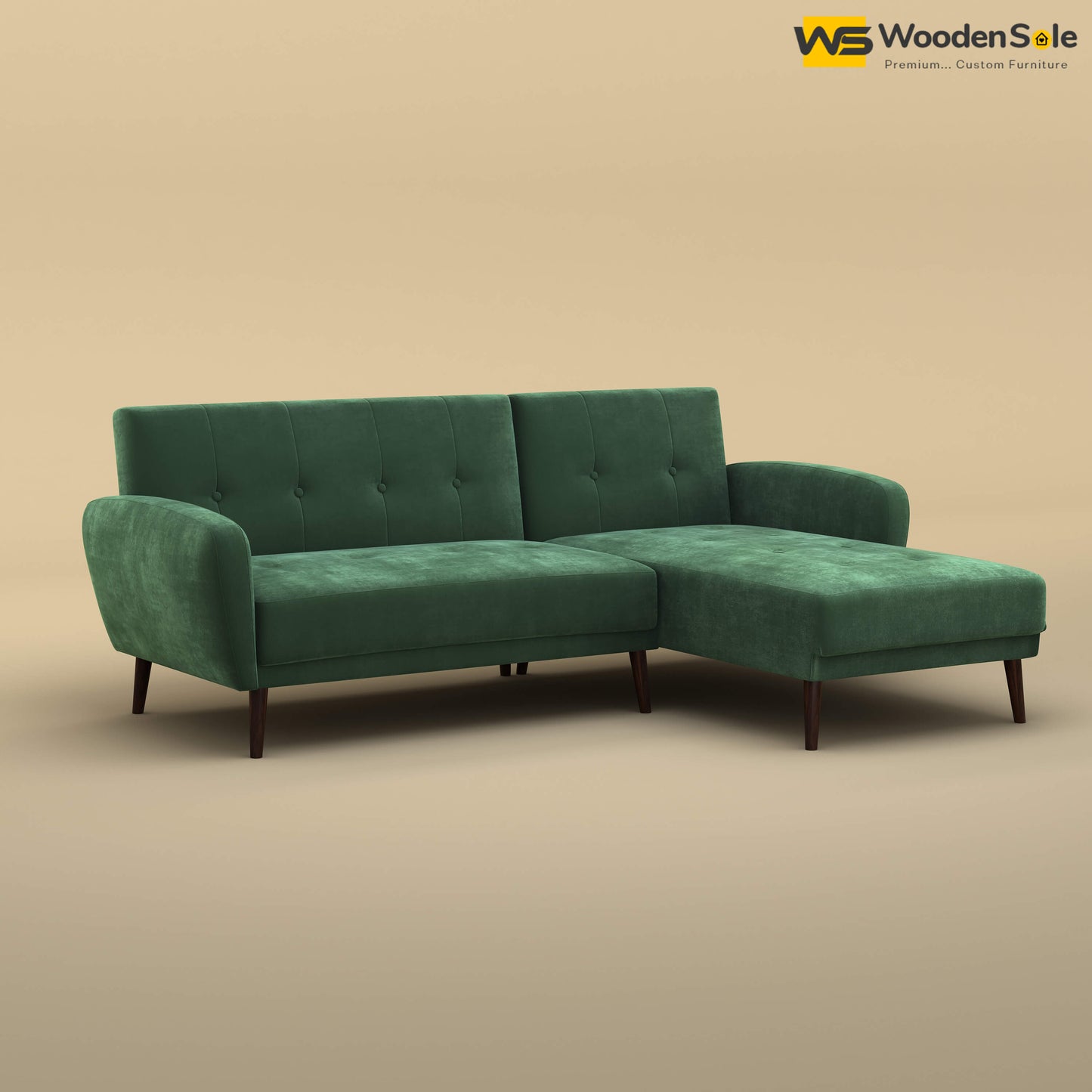 Daisy L Shape Sofa (Velvet, Forest Green)