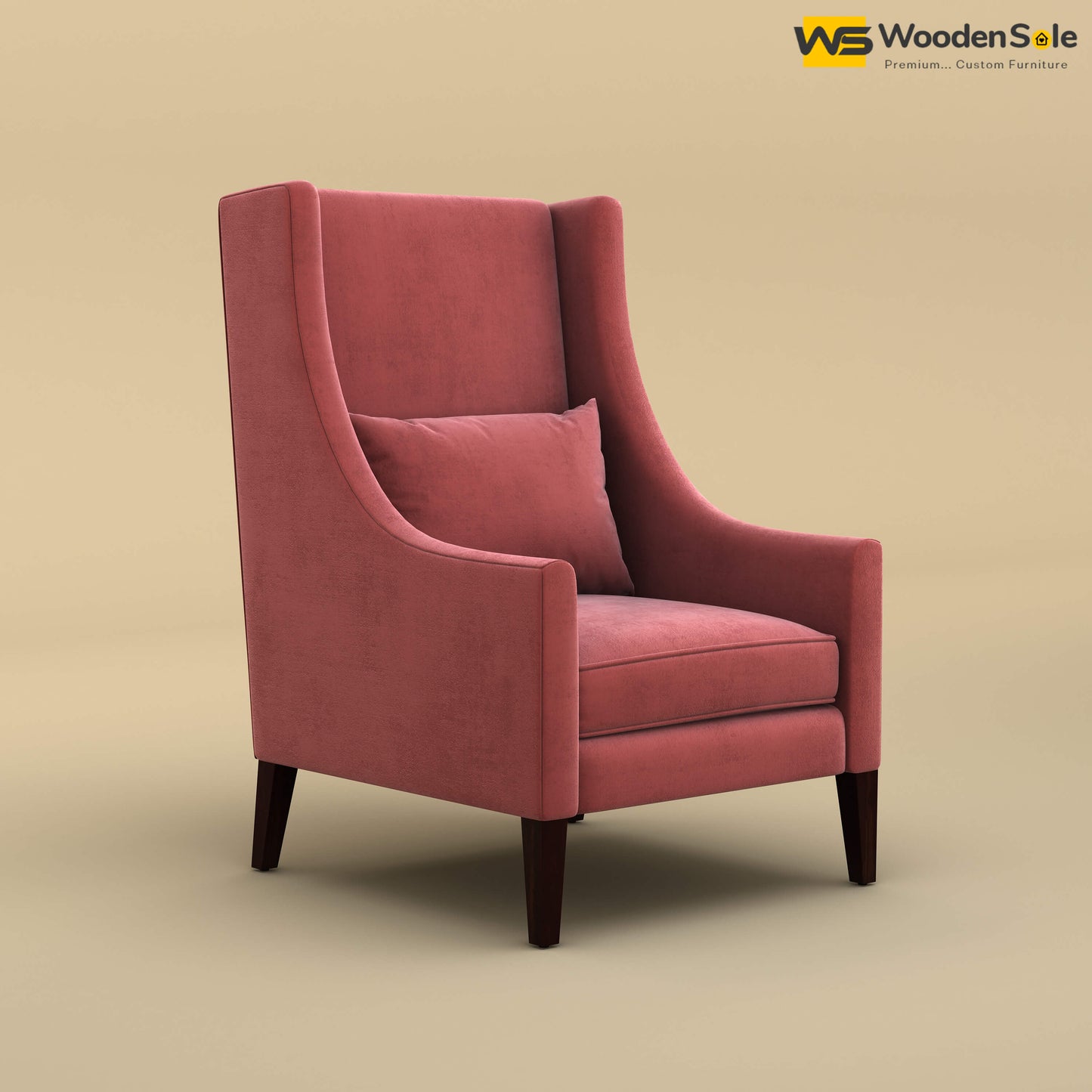 Bonito High Back Lounge Chair (Velvet, Pink)