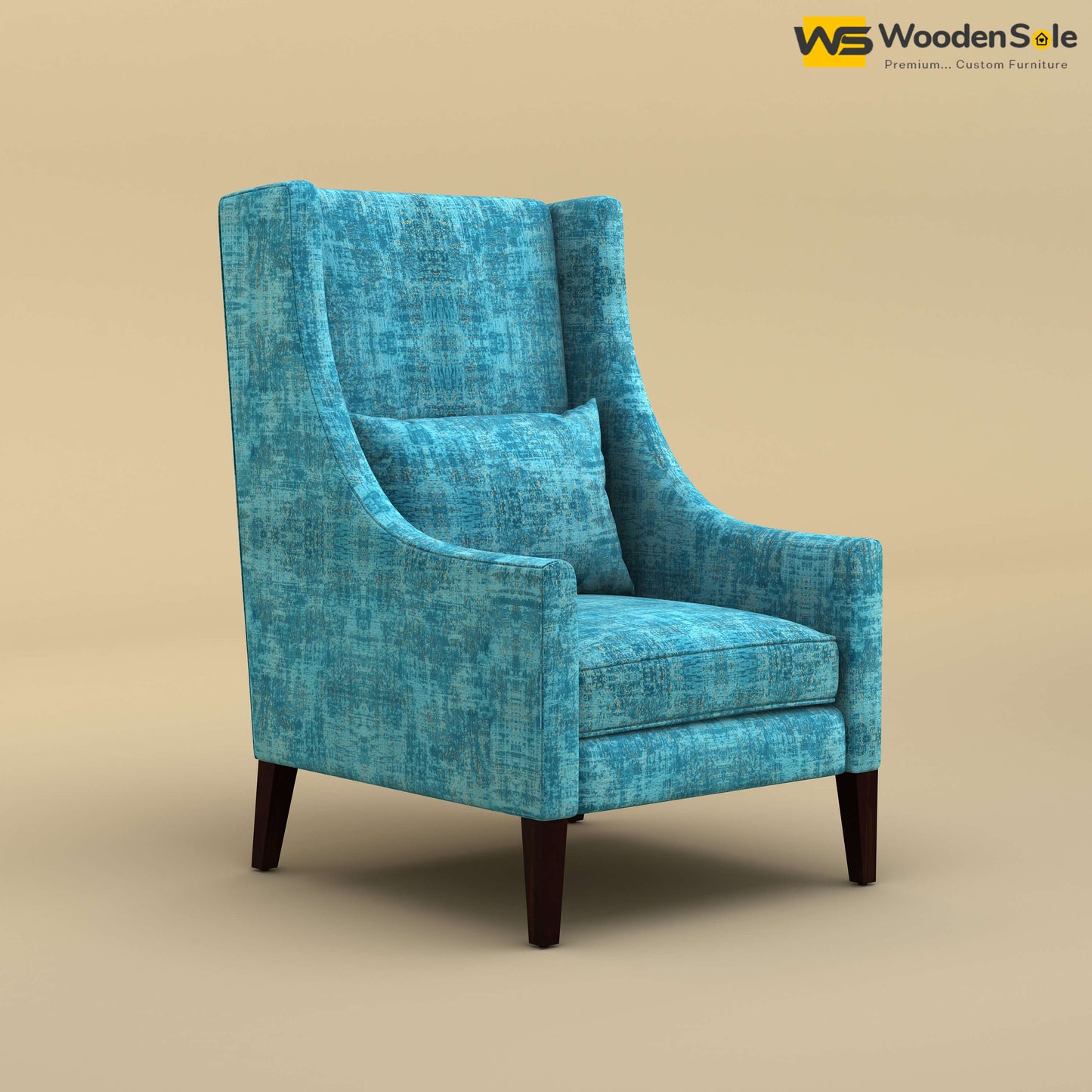 Bonito High Back Lounge Chair (Cotton, Teal Blue)