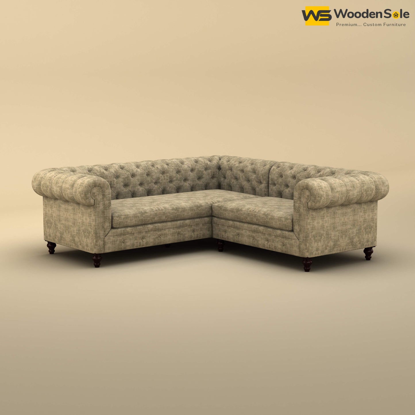 Maharaja Corner Sofa (Cotton, Patchy Cream)