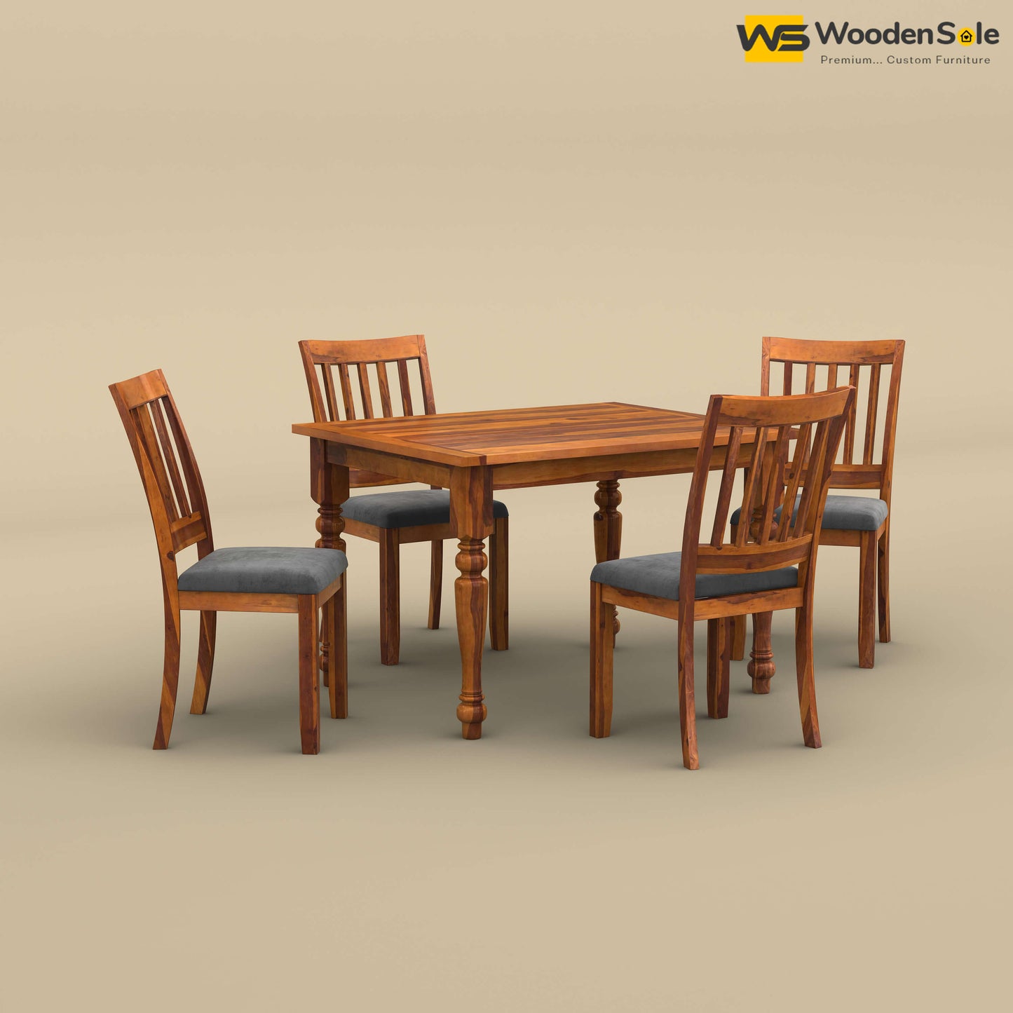 Martha 4 Seater Dining Table Set (Honey Finish)