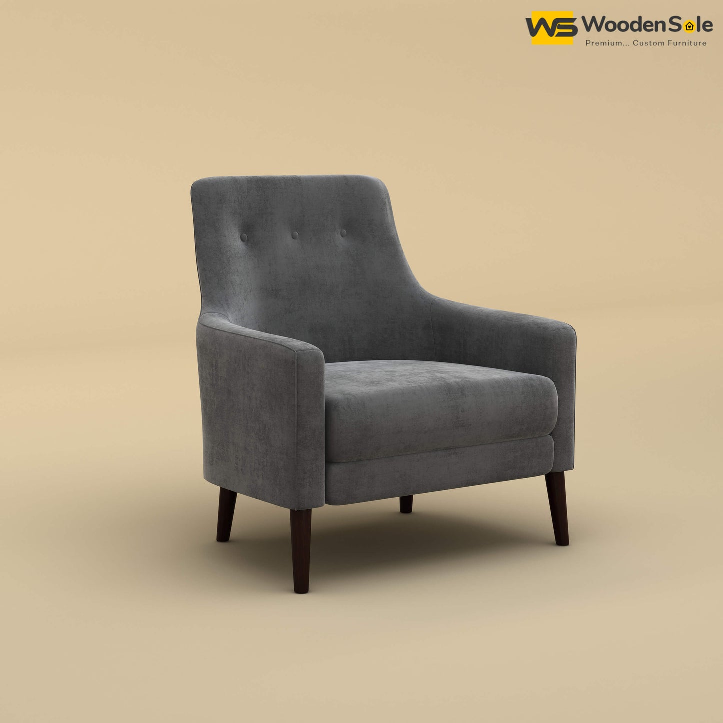 Rubik Lounge Chair (Velvet, Charcoal Gray)