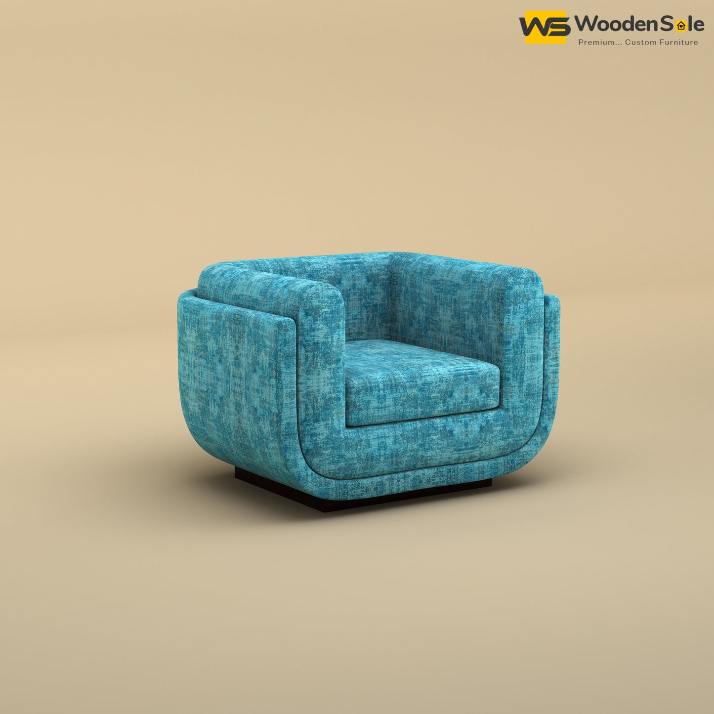 Vedant 1 Seater Fabric Sofa (Cotton, Teal Blue)
