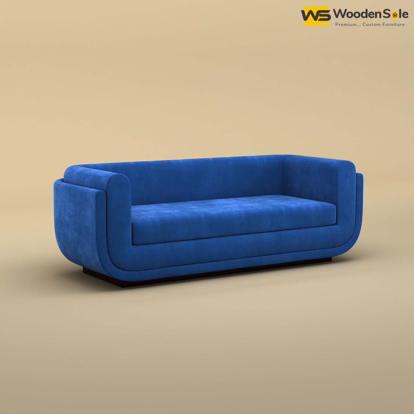 Vedant Three Seater Sofa (Velvet, Royal Blue)