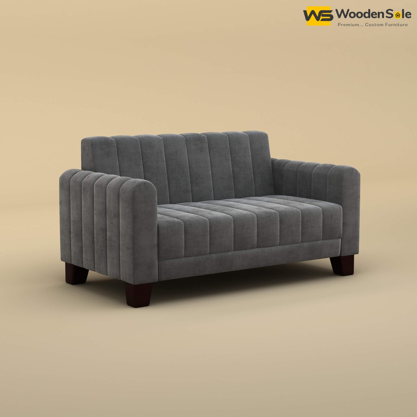 Furo 2 Seater Fabric Sofa (Velvet, Charcoal Gray)