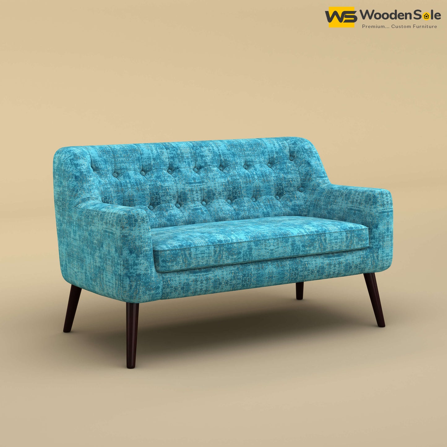 Viraj Loveseat Sofa (Cotton, Teal Blue)