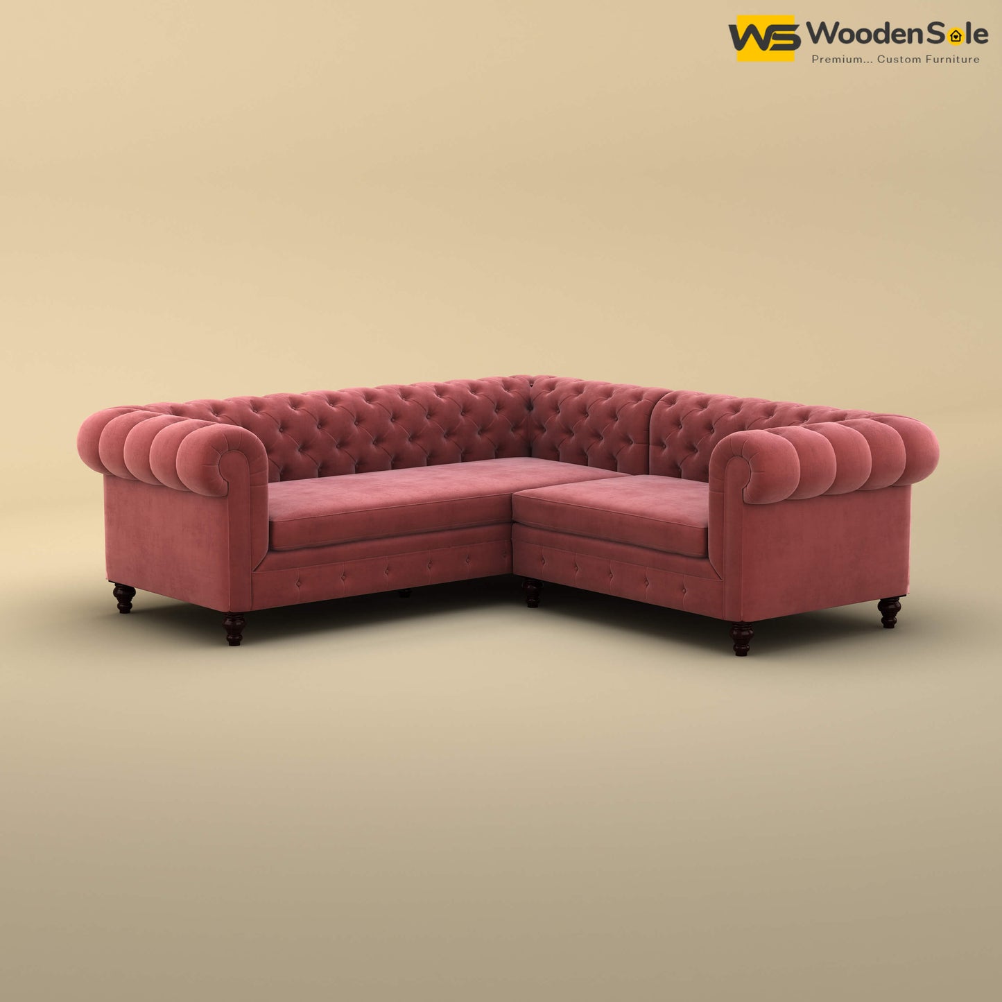 Maharaja Corner Sofa (Velvet, Pink)