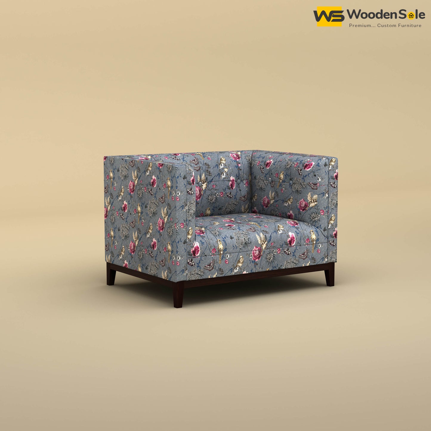 Loren One Seater Fabric Sofa (Cotton, Floral Printed)