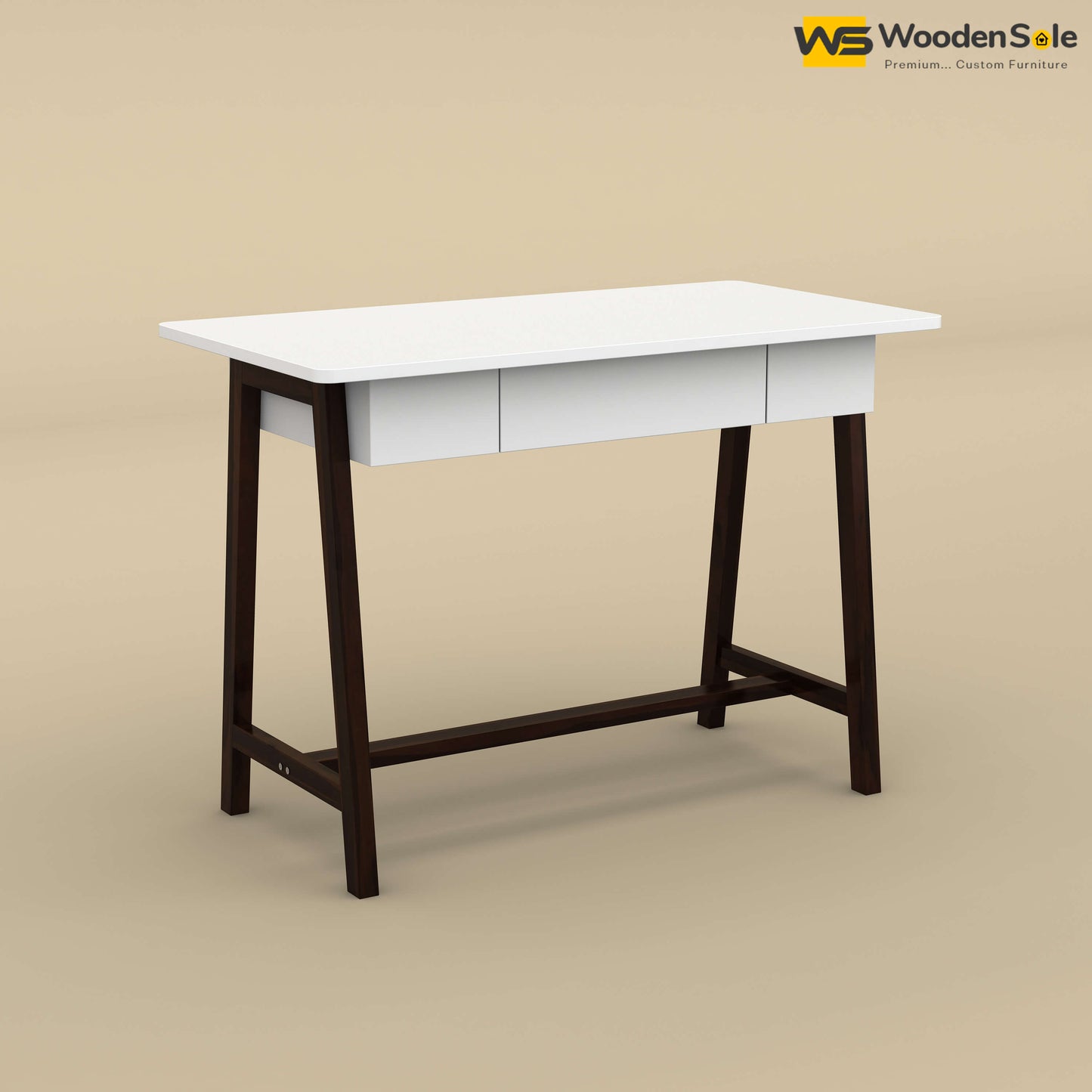 Modern Study Table (White & Walnut Finish)