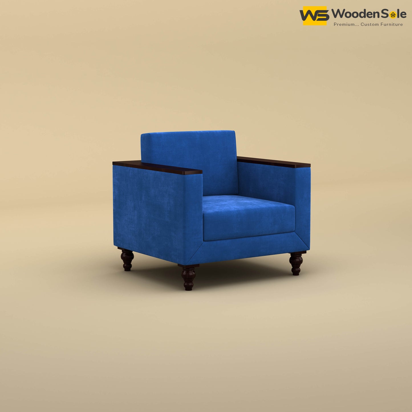 Tivoli 1 Seater Fabric Sofa (Velvet, Royal Blue)