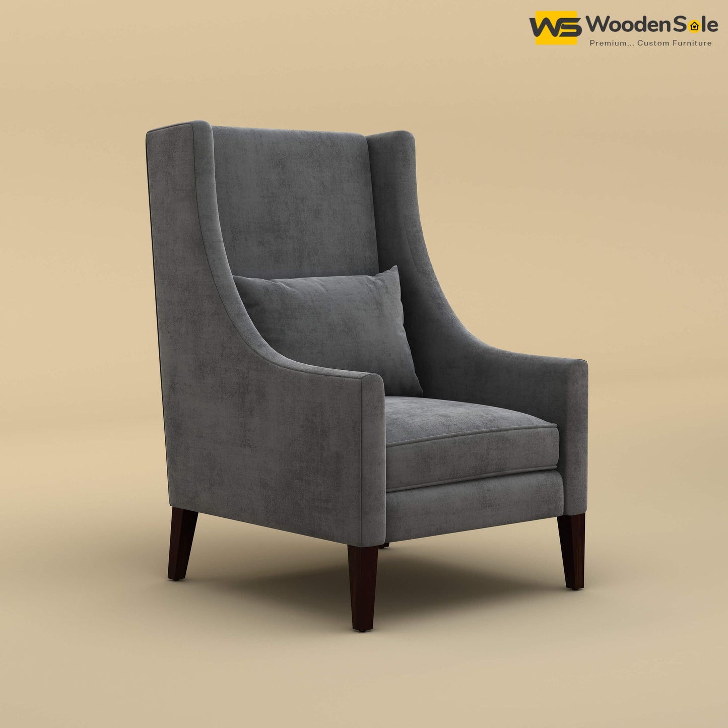 Bonito High Back Lounge Chair (Velvet, Charcoal Gray)