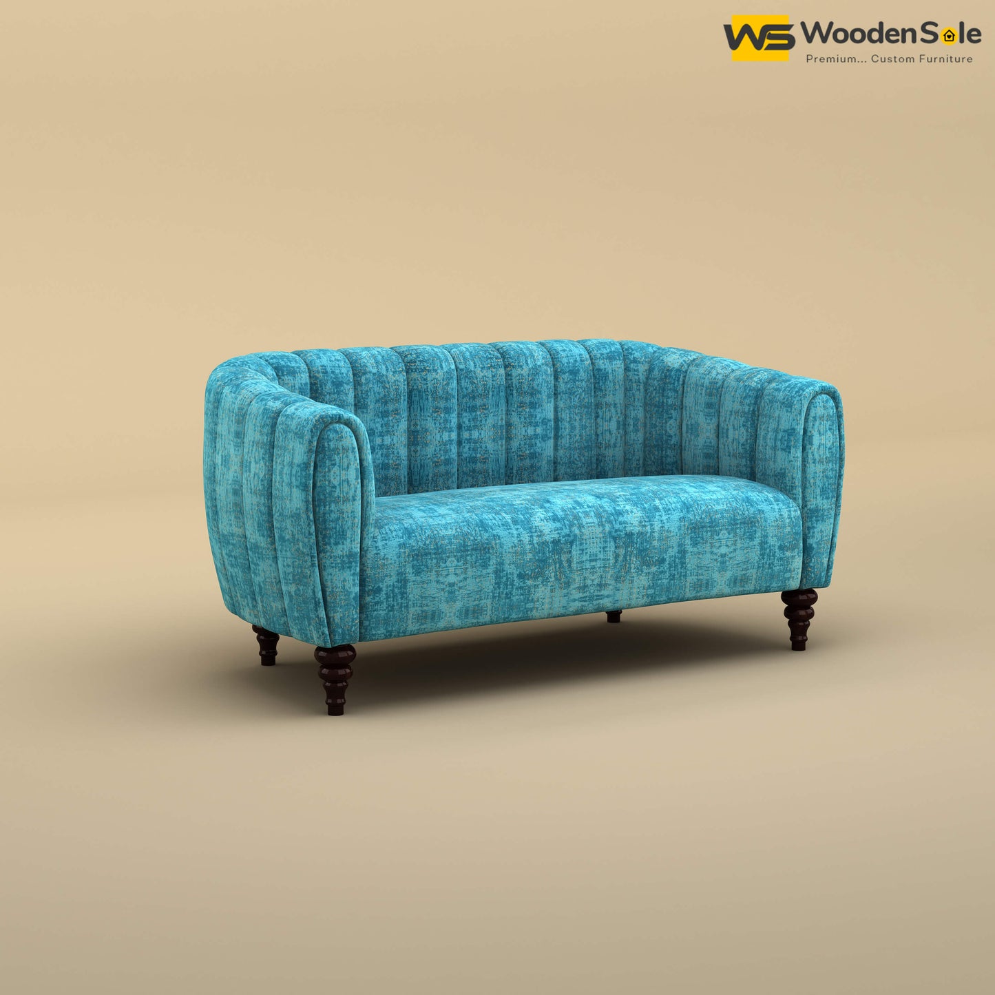 Amaya Two Seater Fabric Sofa (Cotton, Teal Blue)