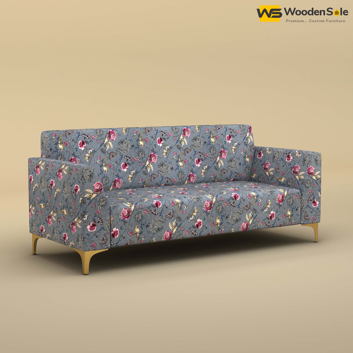 Nayobi 3 Seater Sofa (Cotton, Floral Printed)