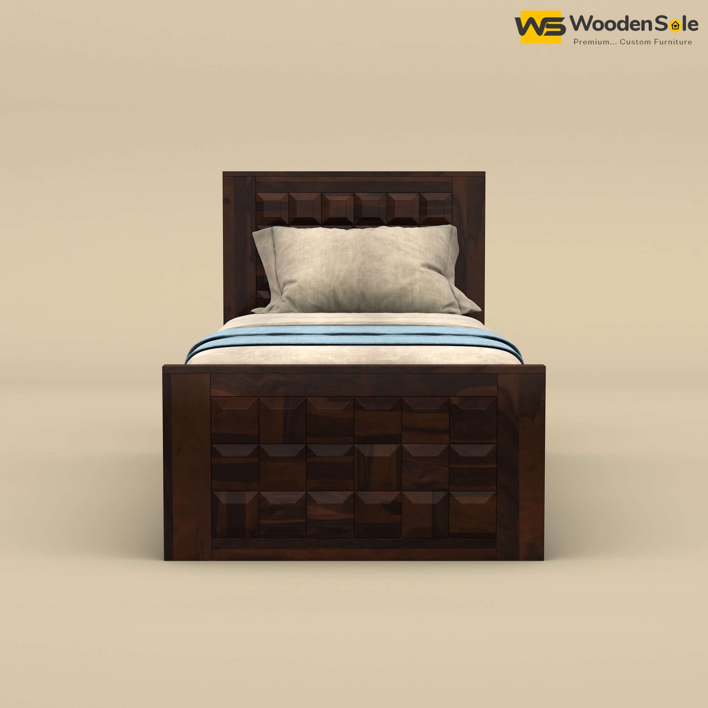 Diamond Drawer Storage Bed (Single, Walnut Finish)