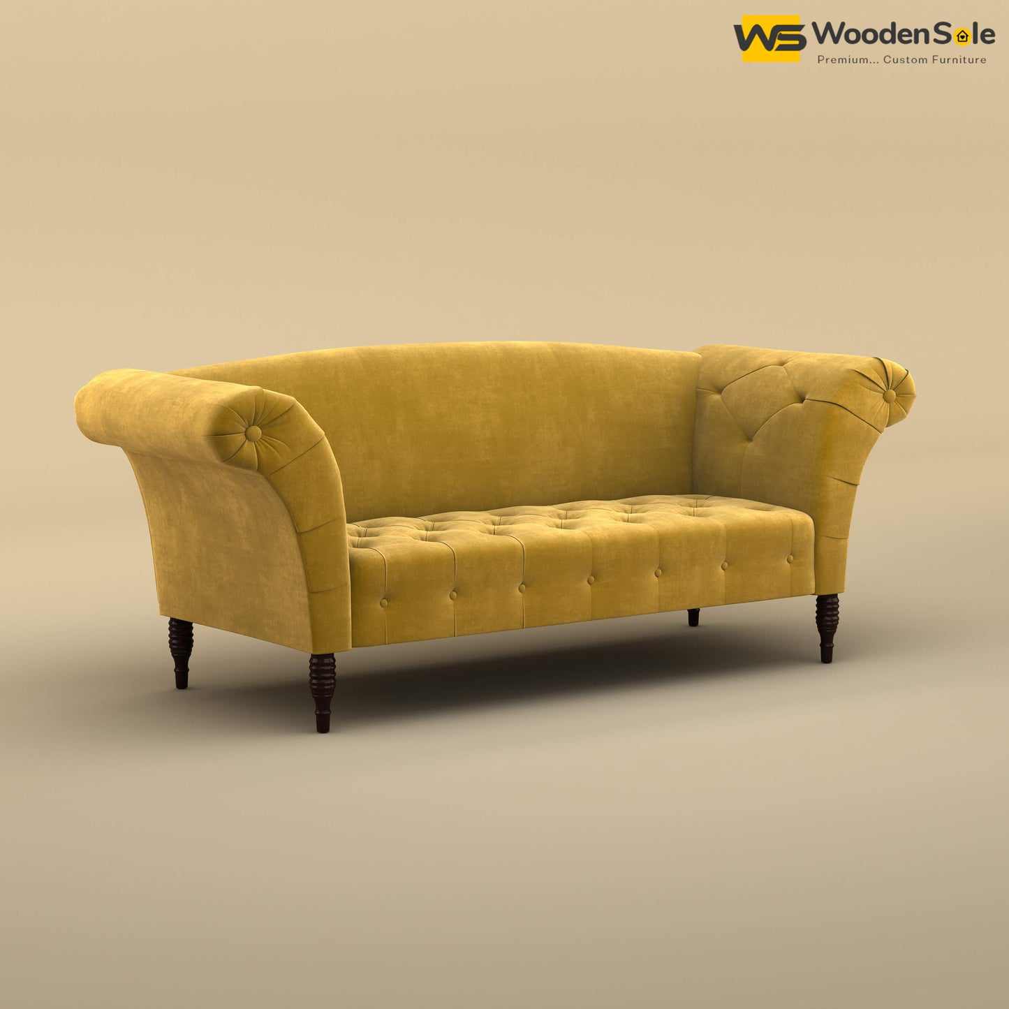 Leo Chaise Lounge (Velvet, Mustard Yellow)
