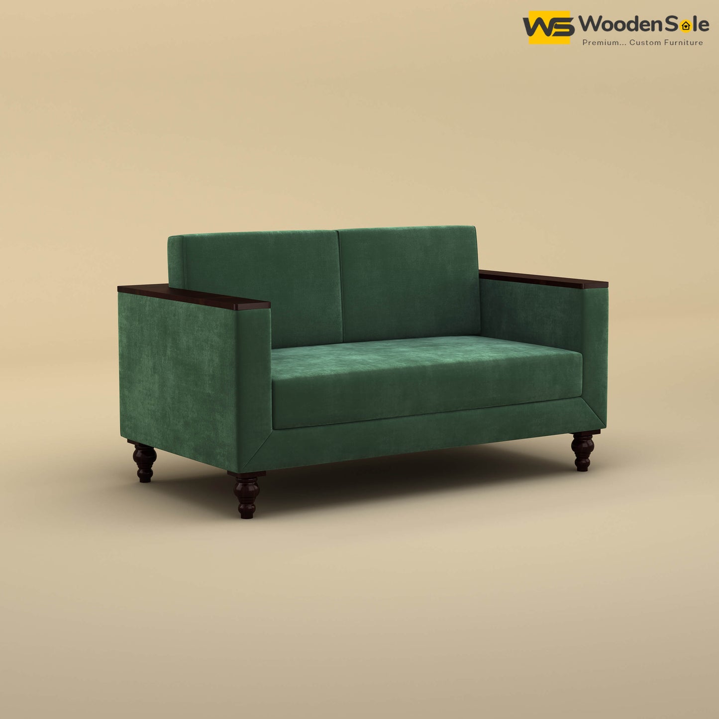 Tivoli 2 Seater Fabric Sofa (Velvet, Forest Green)