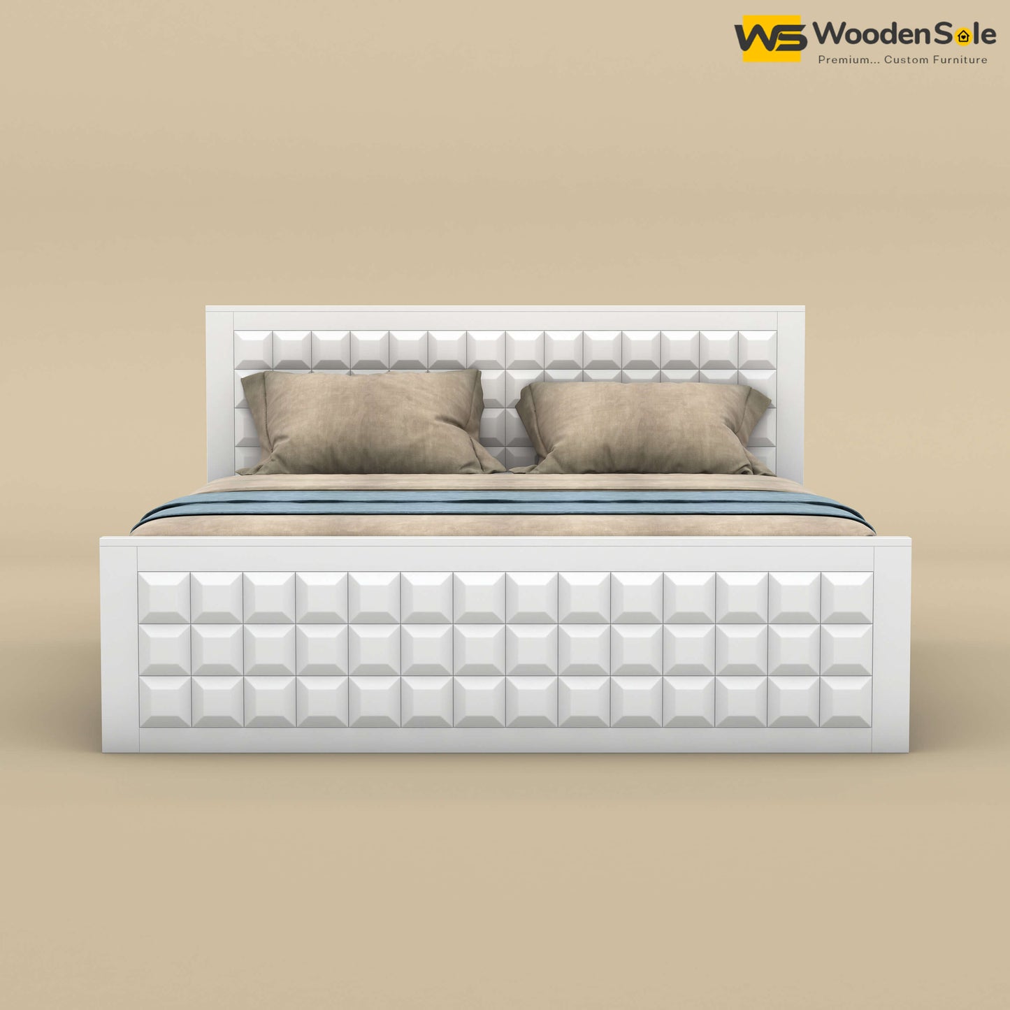 Diamond Hydraulic Storage Bed (White Finish)