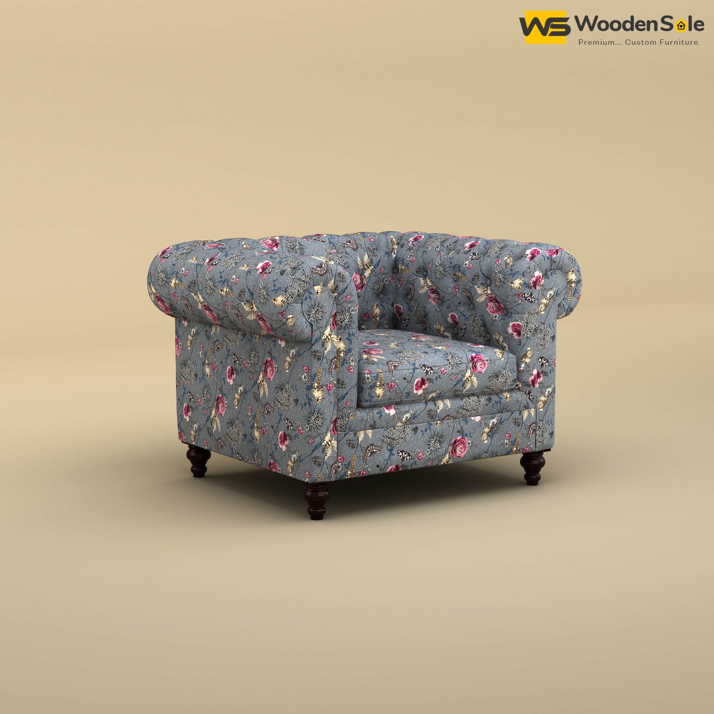 Maharaja Fabric 1 Seater Sofa (Cotton, Floral Printed)