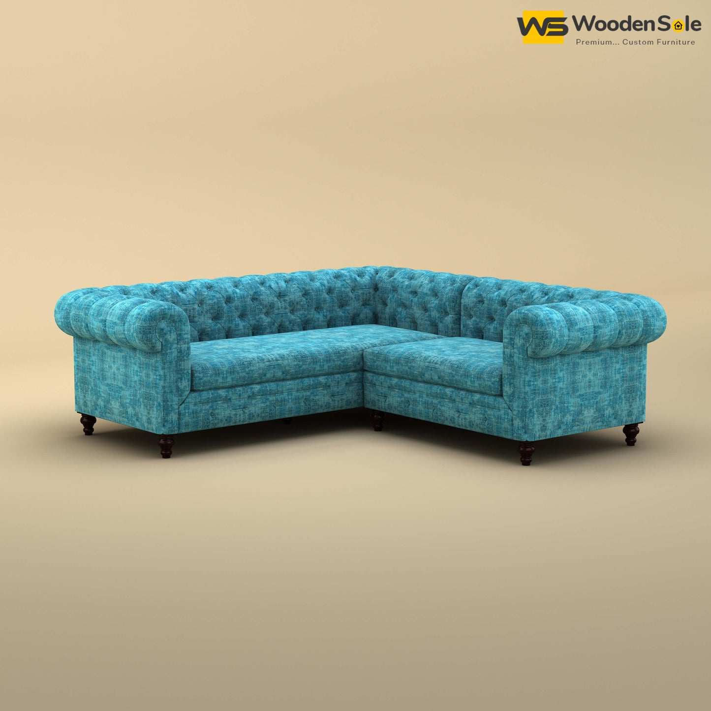 Maharaja Corner Sofa (Cotton, Teal Blue)