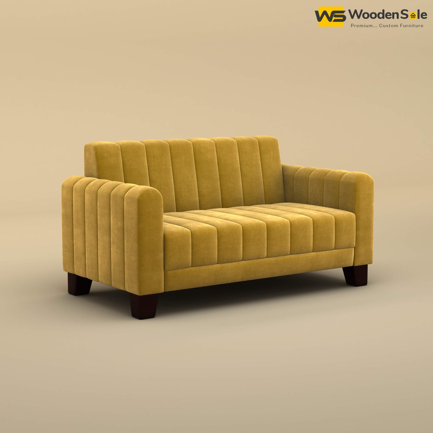 Furo 2 Seater Fabric Sofa (Velvet, Mustard Yellow)
