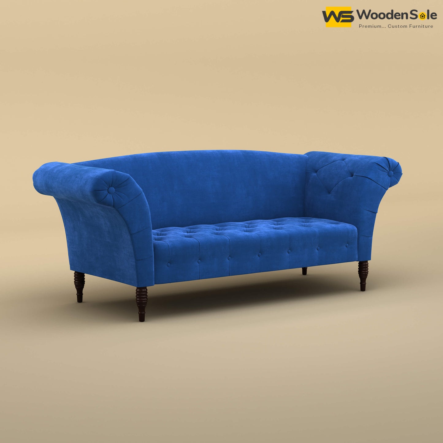 Leo Chaise Lounge (Velvet, Royal Blue)