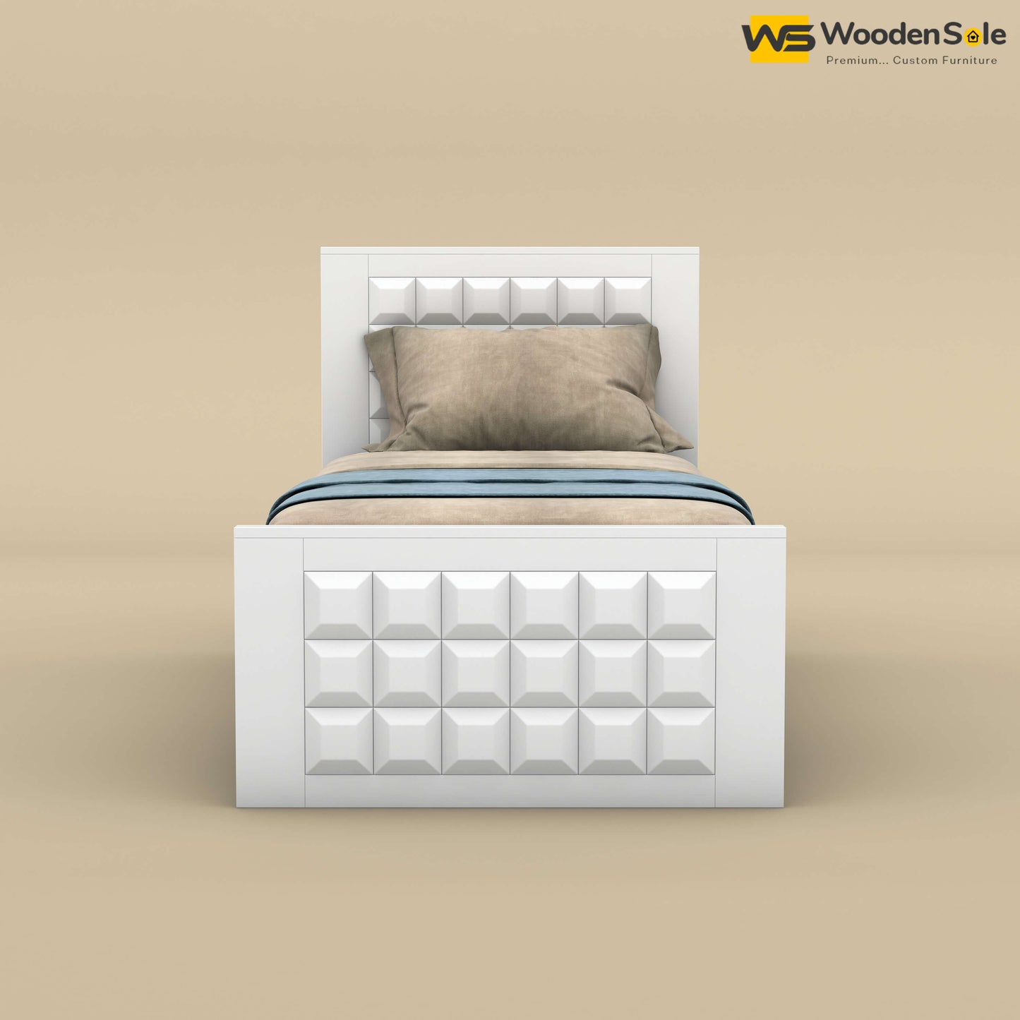 Diamond Drawer Storage Bed (Single, White Finish)