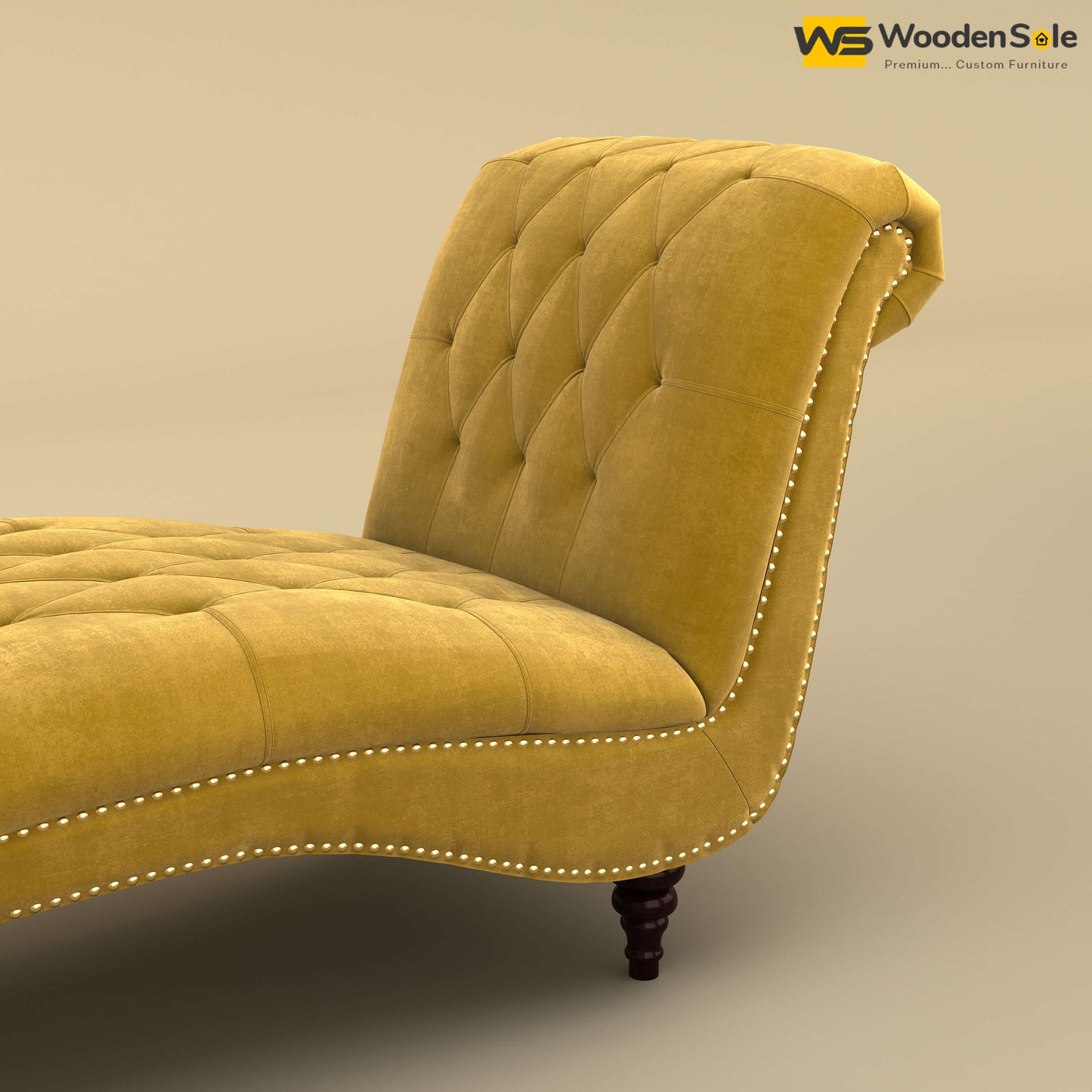 Toronto Chaise Lounge (Velvet, Mustard Yellow)