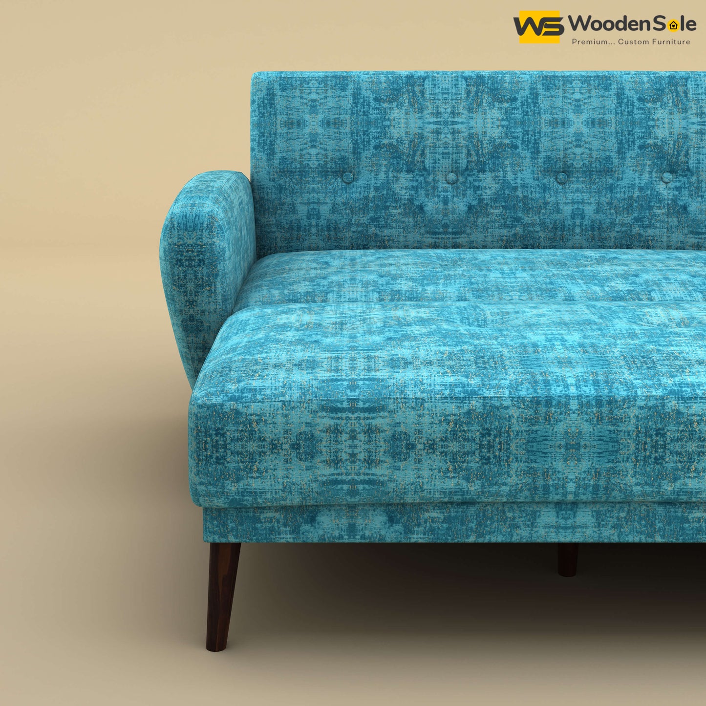 Daisy L Shape Sofa Cum Bed (Cotton, Teal Blue)