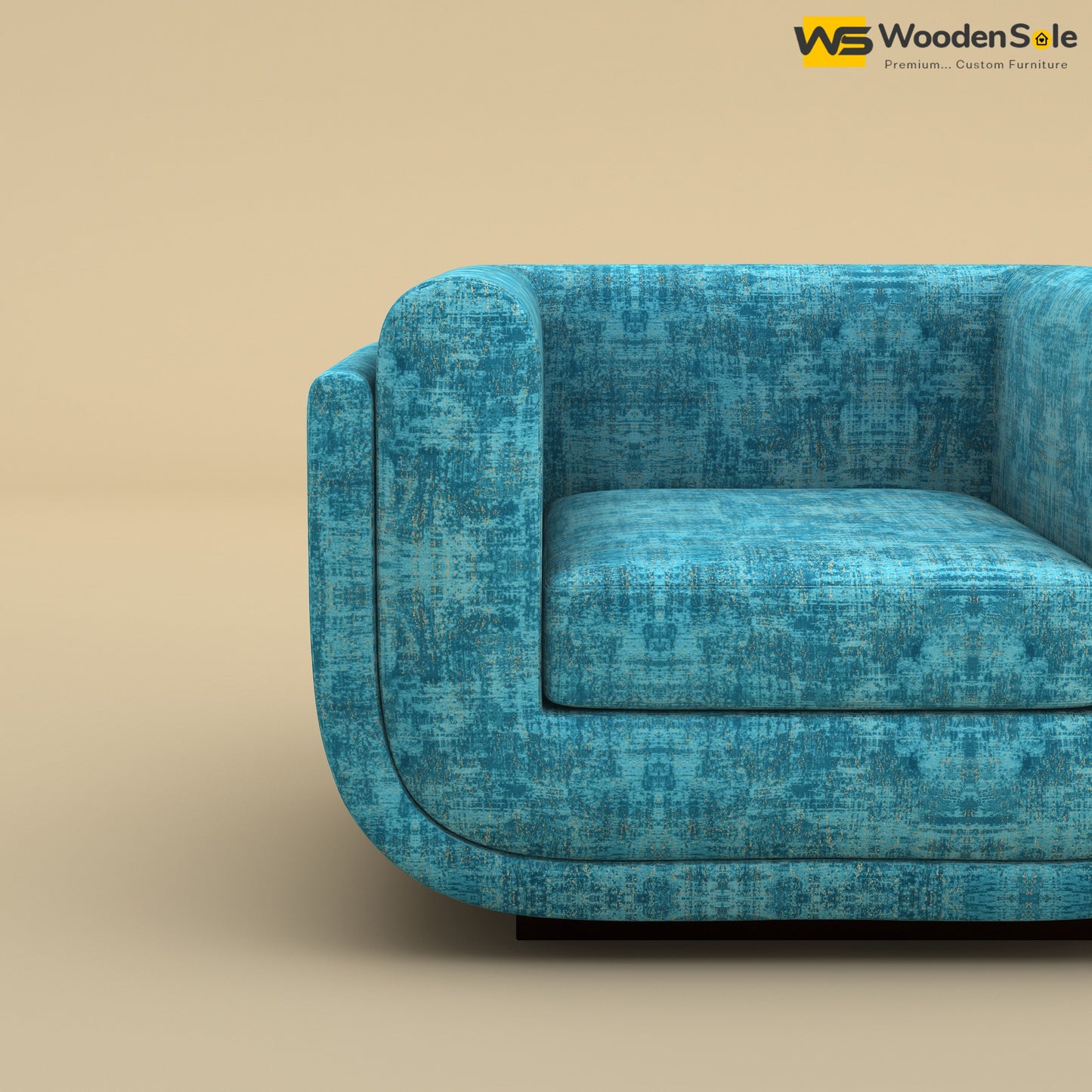 Vedant 1 Seater Fabric Sofa (Cotton, Teal Blue)