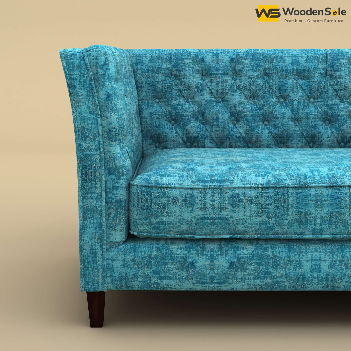 Divit Loveseat (Cotton, Teal Blue)