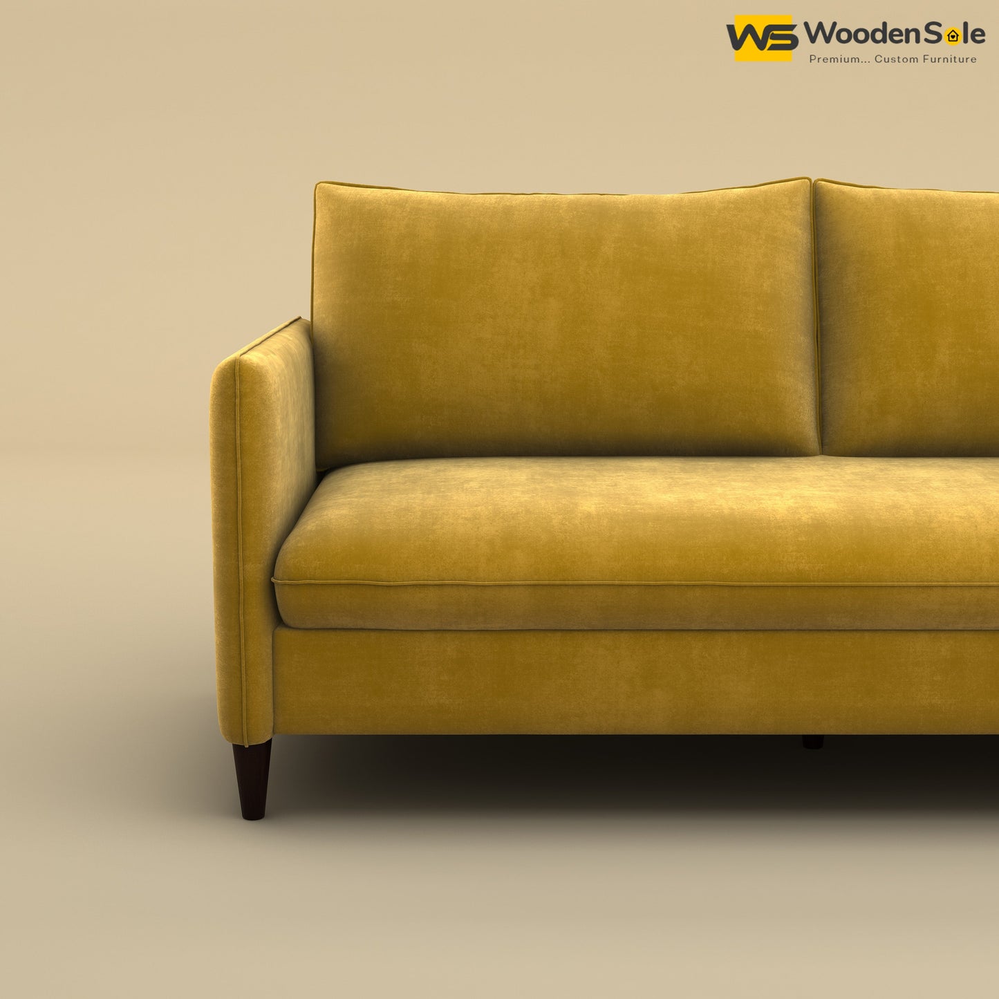 Citron 3 Seater Fabric Sofa (Velvet, Mustard Yellow)