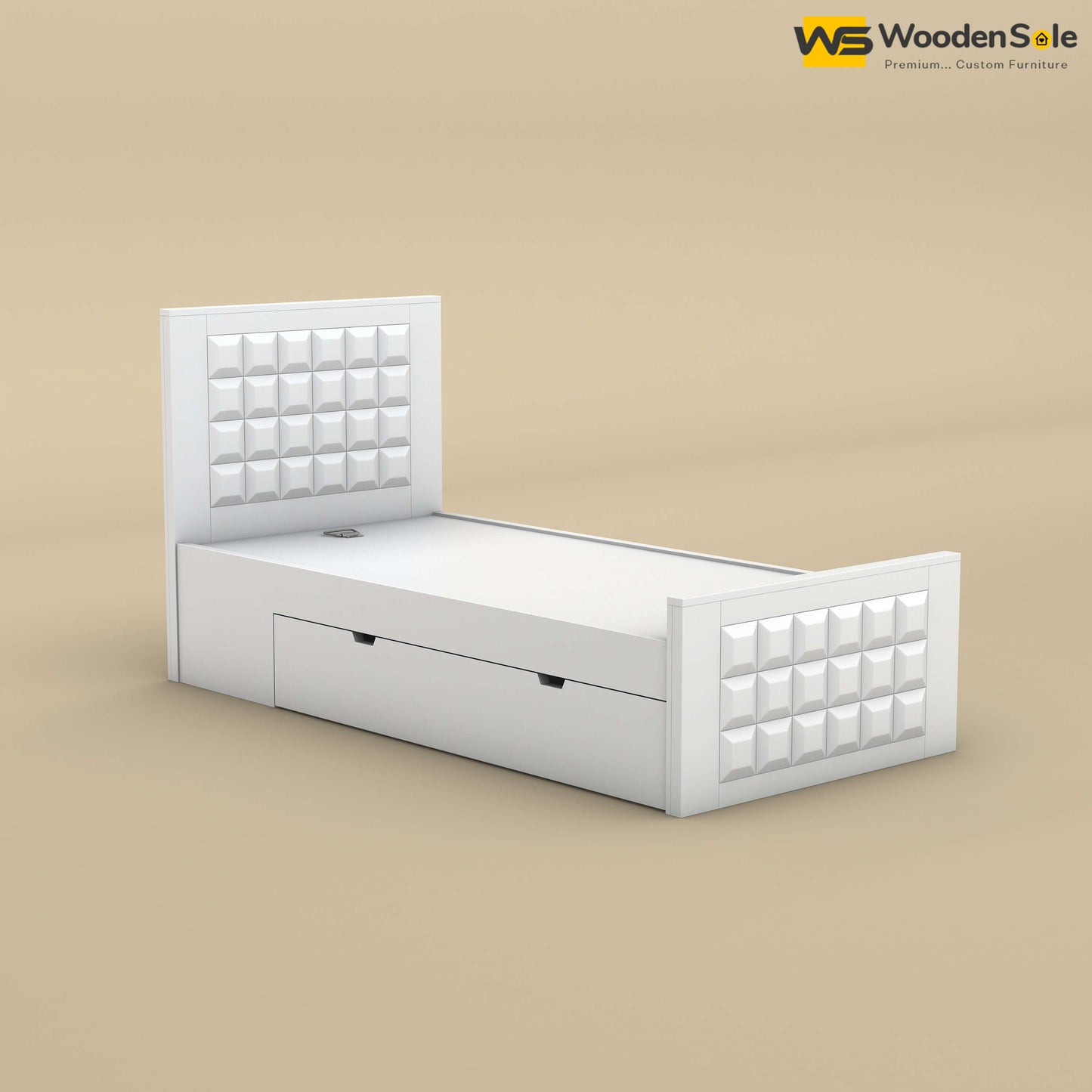 Diamond Drawer Storage Bed (Single, White Finish)