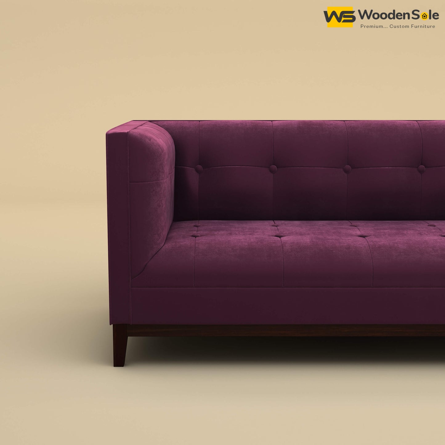 Loren Two Seater Fabric Sofa (Velvet, Dark Purple)