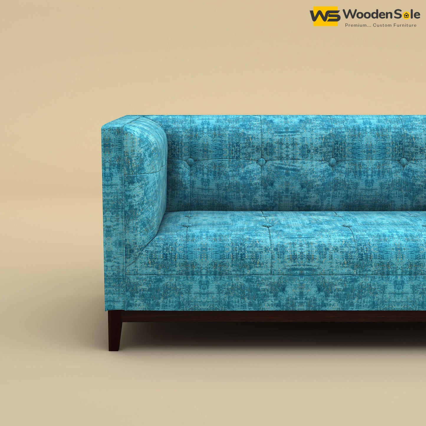 Loren Two Seater Fabric Sofa (Cotton, Teal Blue)